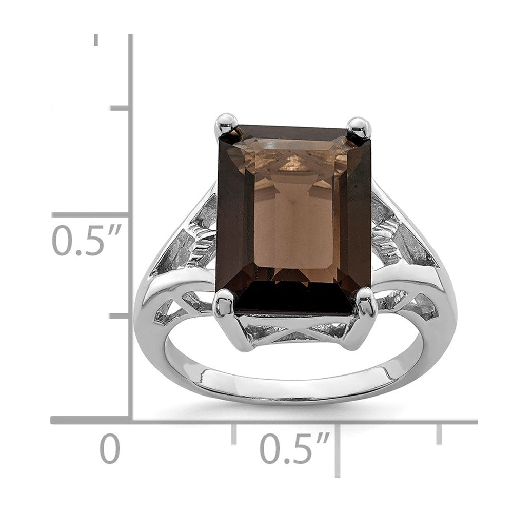 Sterling Silver Rhodium Smoky Quartz Ring