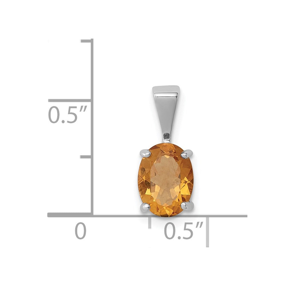 Sterling Silver Rhodium Citrine Pendant