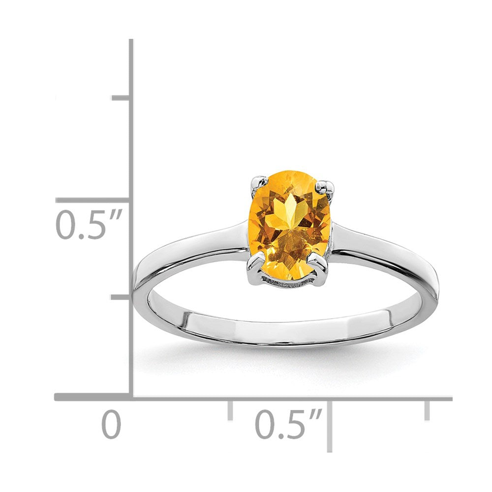 Sterling Silver Rhodium Citrine Ring