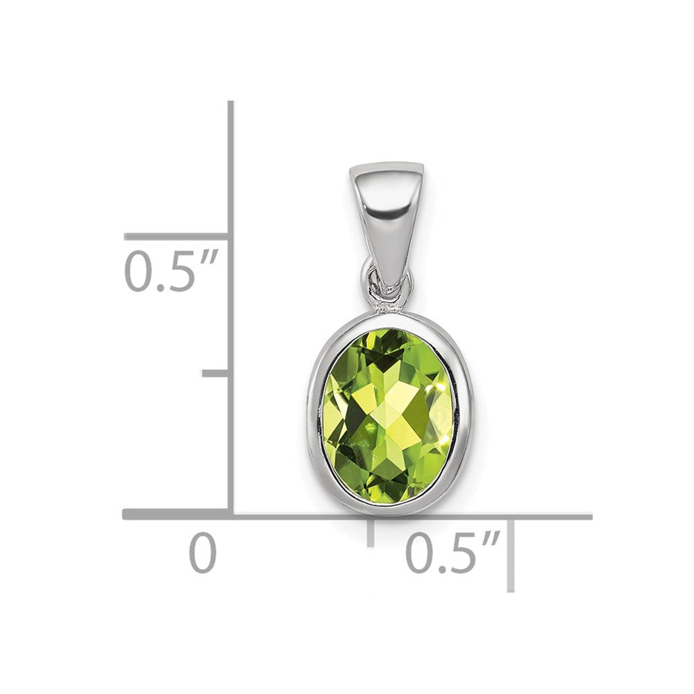 Sterling Silver Rhodium Plated Peridot Pendant