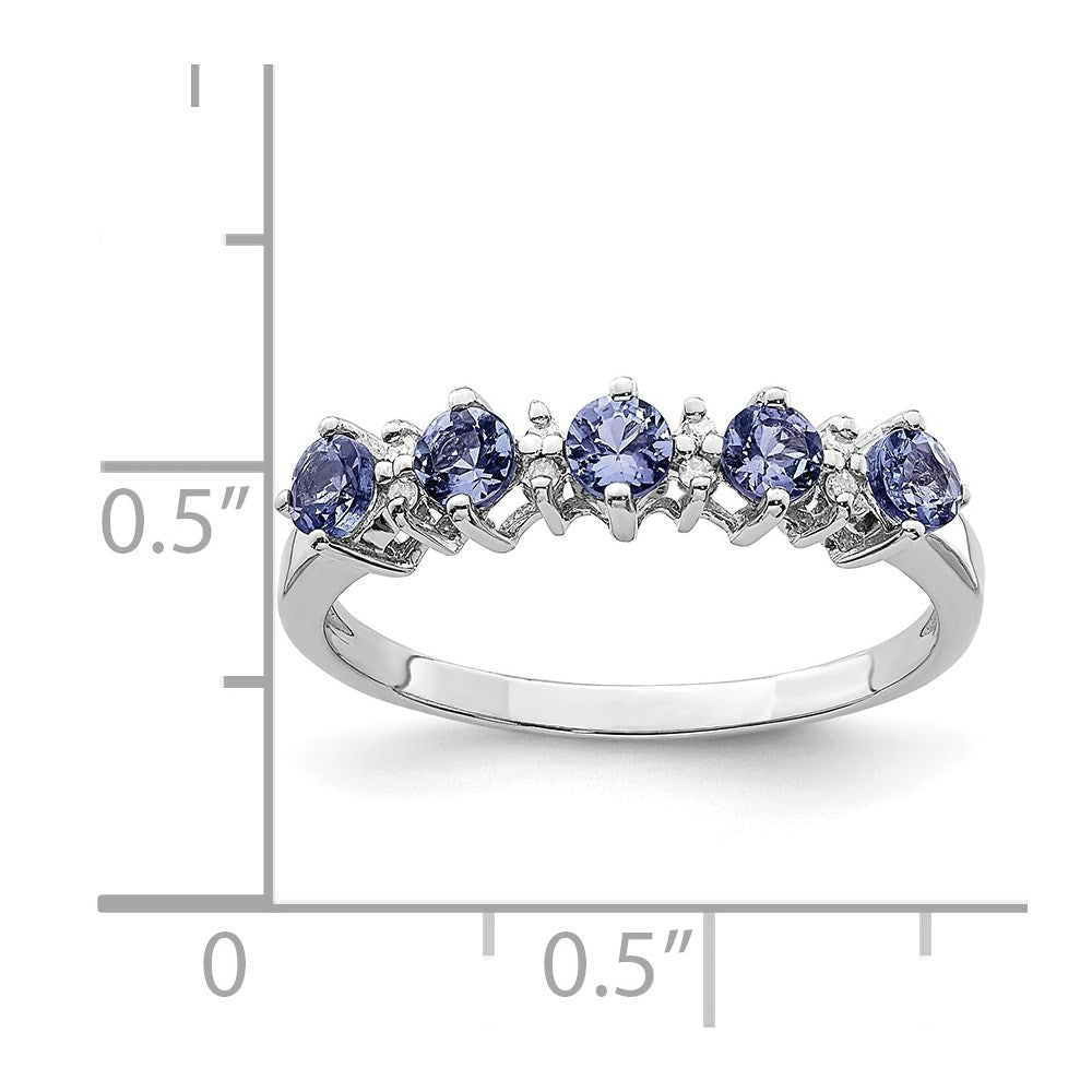 Sterling Silver Rhodium Tanzanite & Diam. Ring
