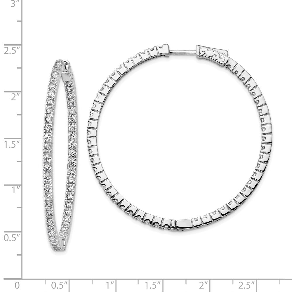 Sterling Shimmer Sterling Silver Rhodium-plated 100 Stone 1.9mm CZ In and Out Round Hinged Hoop Earrings