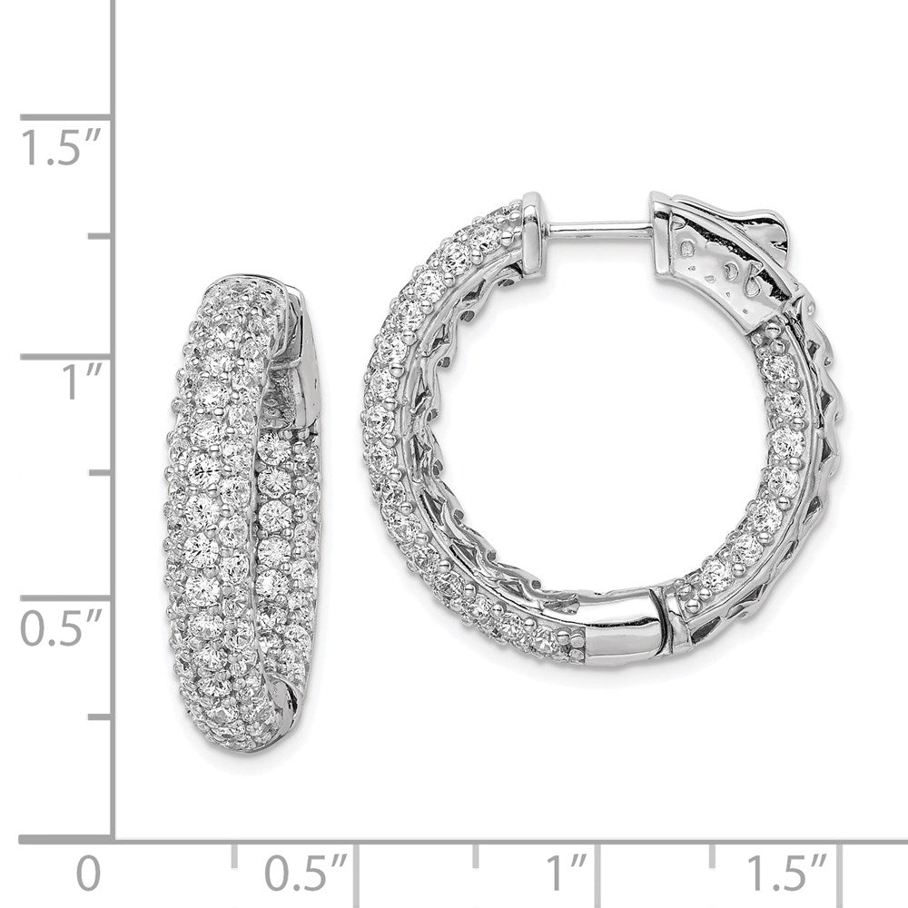 Sterling Shimmer Sterling Silver Rhodium-plated 136 Stone Pav√á 2.0mm CZ In and Out Round Hinged Hoop Earrings
