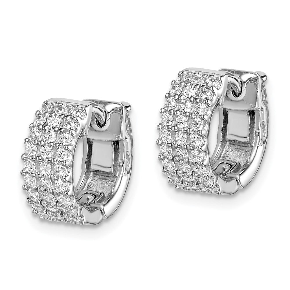 Sterling Shimmer Sterling Silver Rhodium-plated 54 Stone 1.3mm CZ Hinged Hoop Earrings