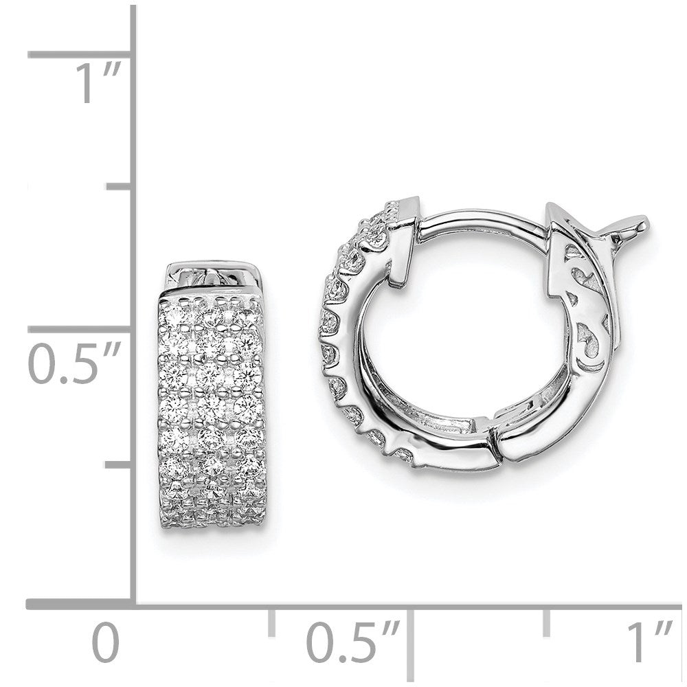 Sterling Shimmer Sterling Silver Rhodium-plated 54 Stone 1.3mm CZ Hinged Hoop Earrings