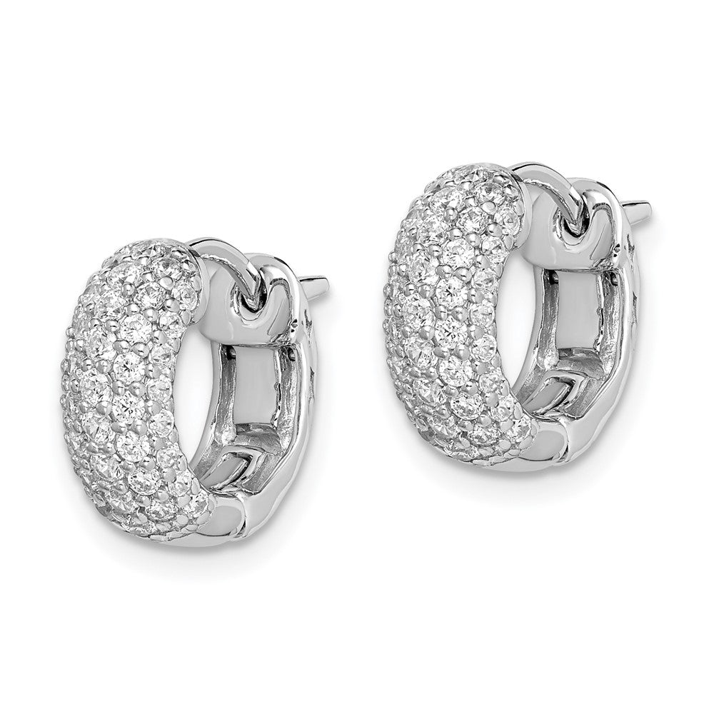 Sterling Shimmer Sterling Silver Rhodium-plated 82 Stone Pav√á CZ Hinged Hoop Earrings