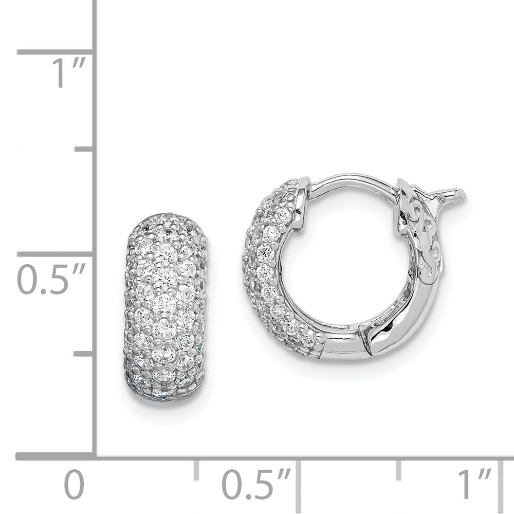 Sterling Shimmer Sterling Silver Rhodium-plated 82 Stone Pav√á CZ Hinged Hoop Earrings
