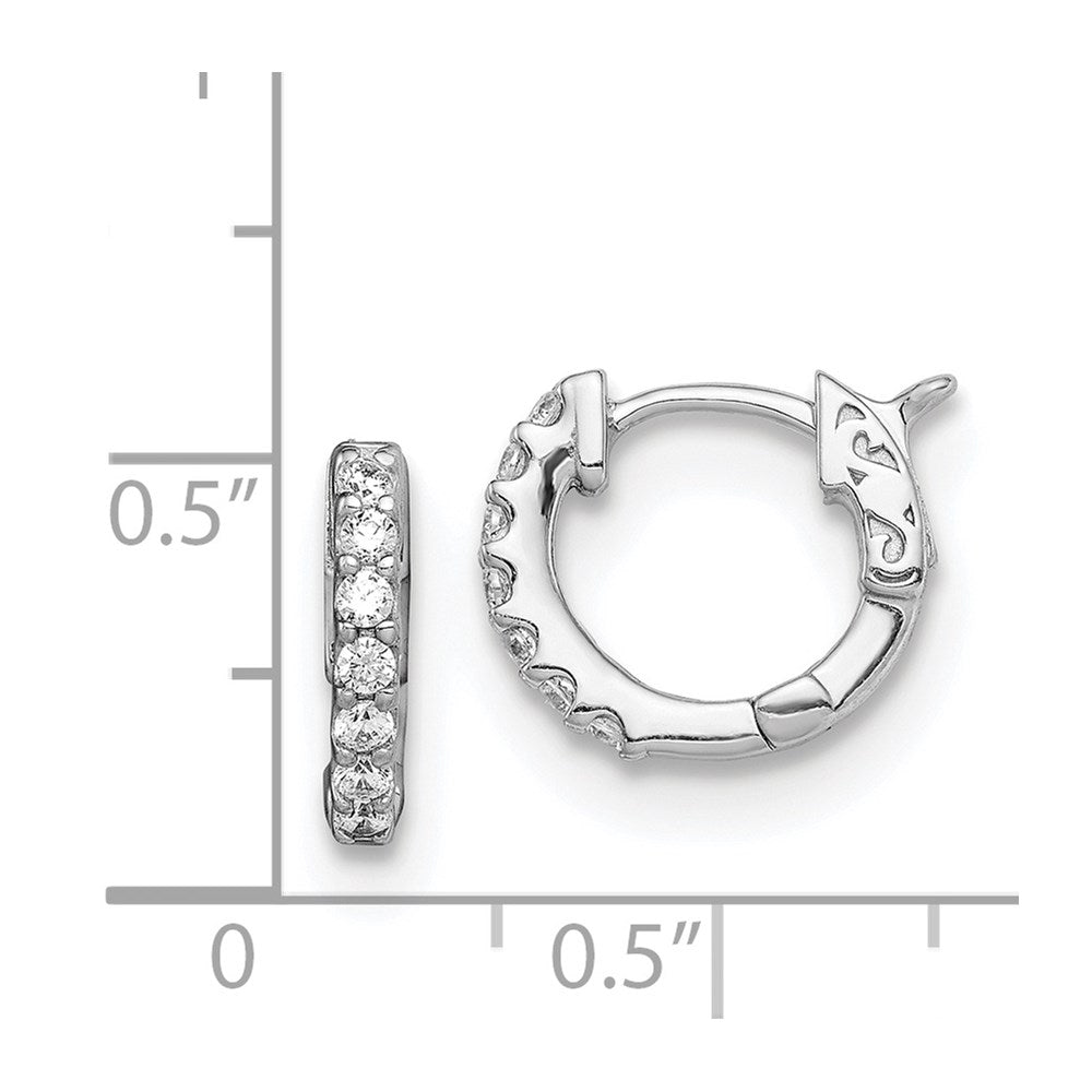 Sterling Shimmer Sterling Silver Rhodium-plated 14 Stone CZ Hinged Hoop Earrings