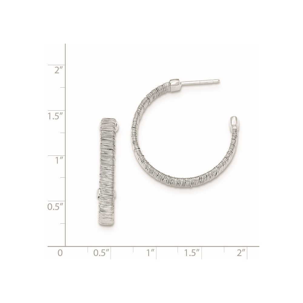 Sterling Silver Wrap Wire Hoop Post Earrings