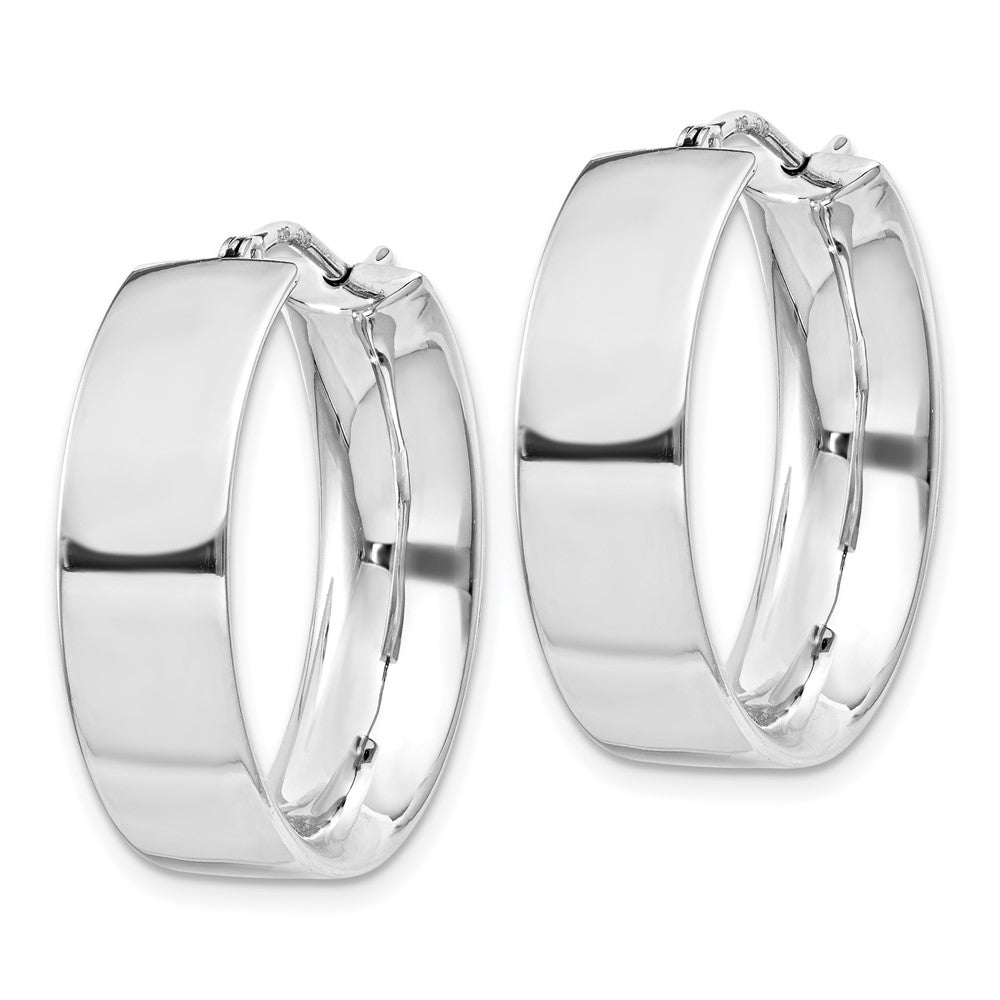 Sterling Silver Rhodium-plated 6.75x25mm Hoop Earrings
