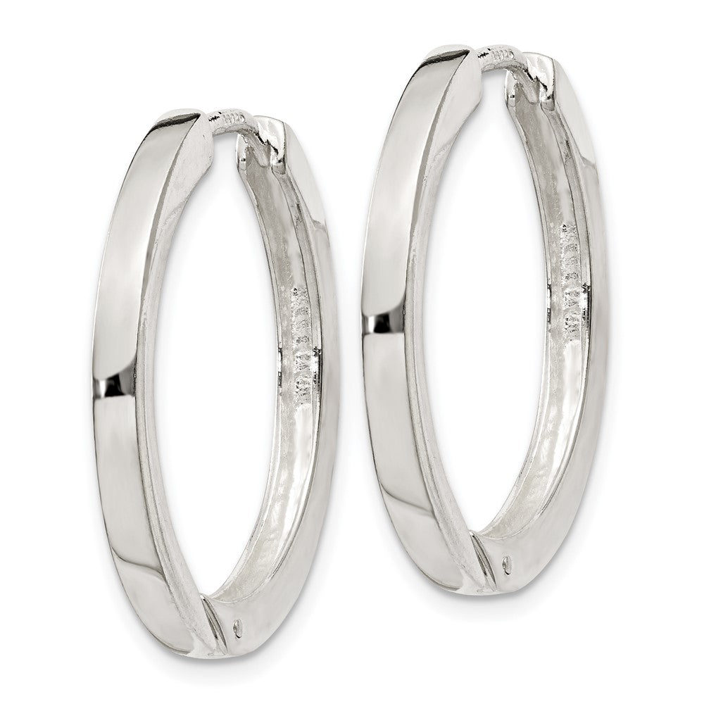 Sterling Silver 2.5x25mm Hinged Hoop Earrings