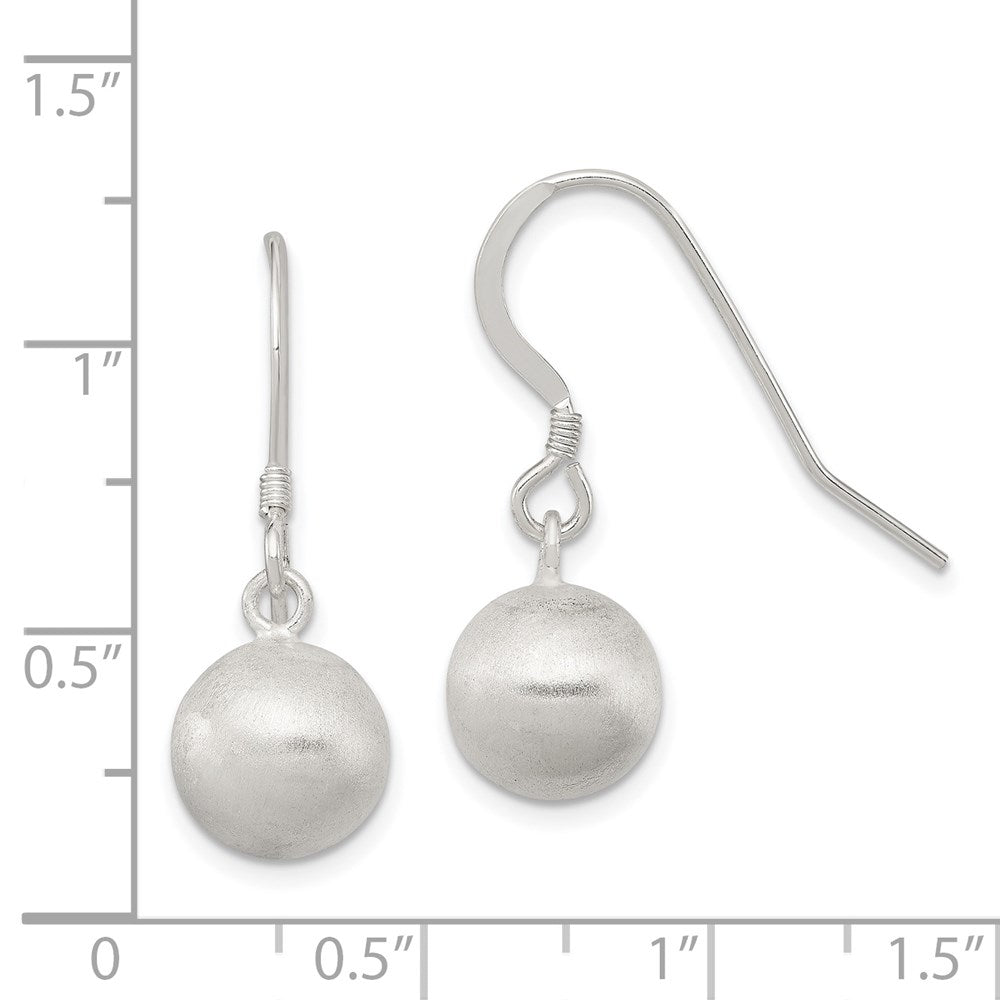 Sterling Silver Polished Laser-cut Ball 10mm Shepherd Hook Earrings