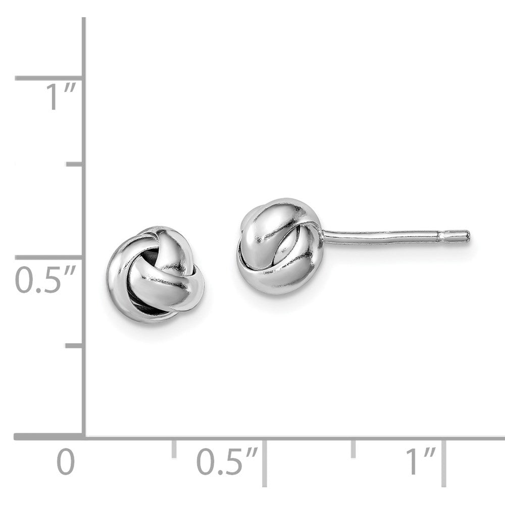 Sterling Silver Rhodium-plated Love Knot Post Earrings