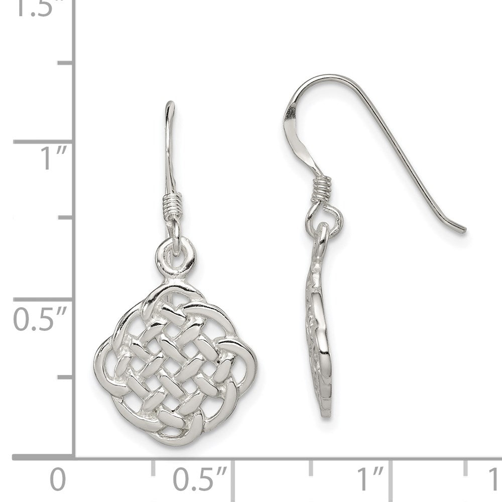 Sterling Silver Rhodium-plated Celtic Dangle Earrings