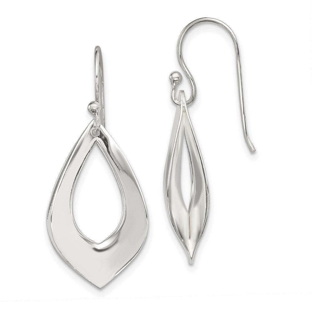 Sterling Silver Polished Teardrop Dangle Earrings
