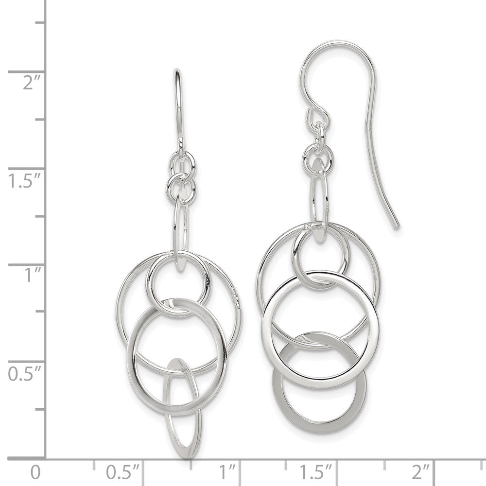 Sterling Silver Polished Intertwined Circles Dangle Earrings