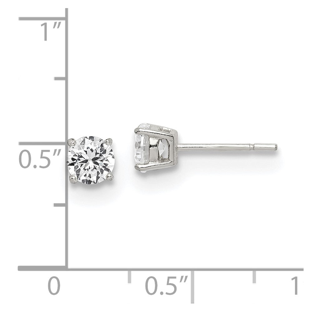 Sterling Silver Polished 5mm Round CZ Stud Earrings