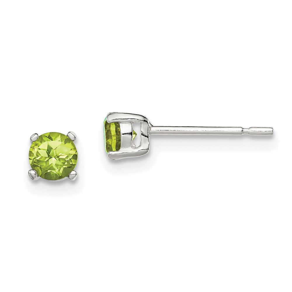 Sterling Silver Polished 4mm Round Light Green CZ Stud Earrings