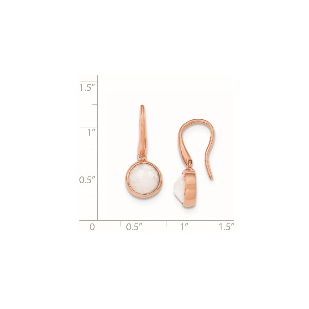 Sterling Silver with White CZ Rose-tone Shepherd Hook Earrings