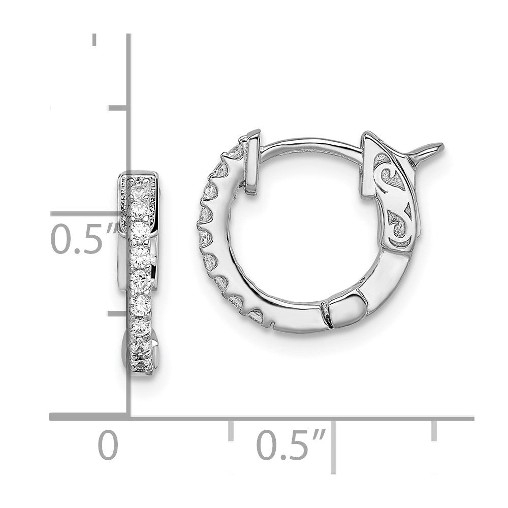 Sterling Shimmer Sterling Silver Rhodium-plated 18 Stone CZ Hinged Hoop Earrings
