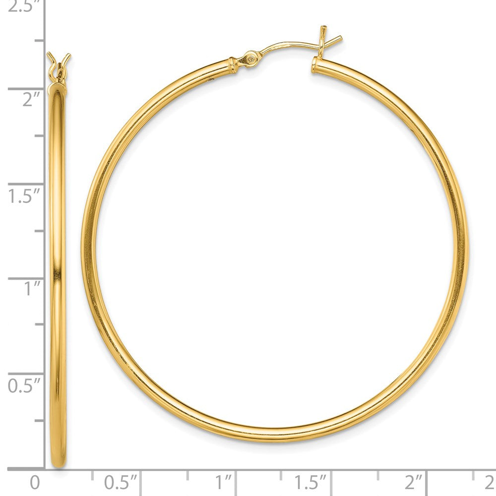 Sterling Silver Gold-Tone Polished 2x50mm Hoop Earrings