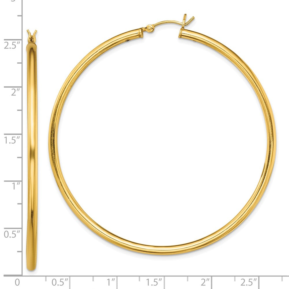Sterling Silver Gold-Tone Polished 2.5x60mm Hoop Earrings