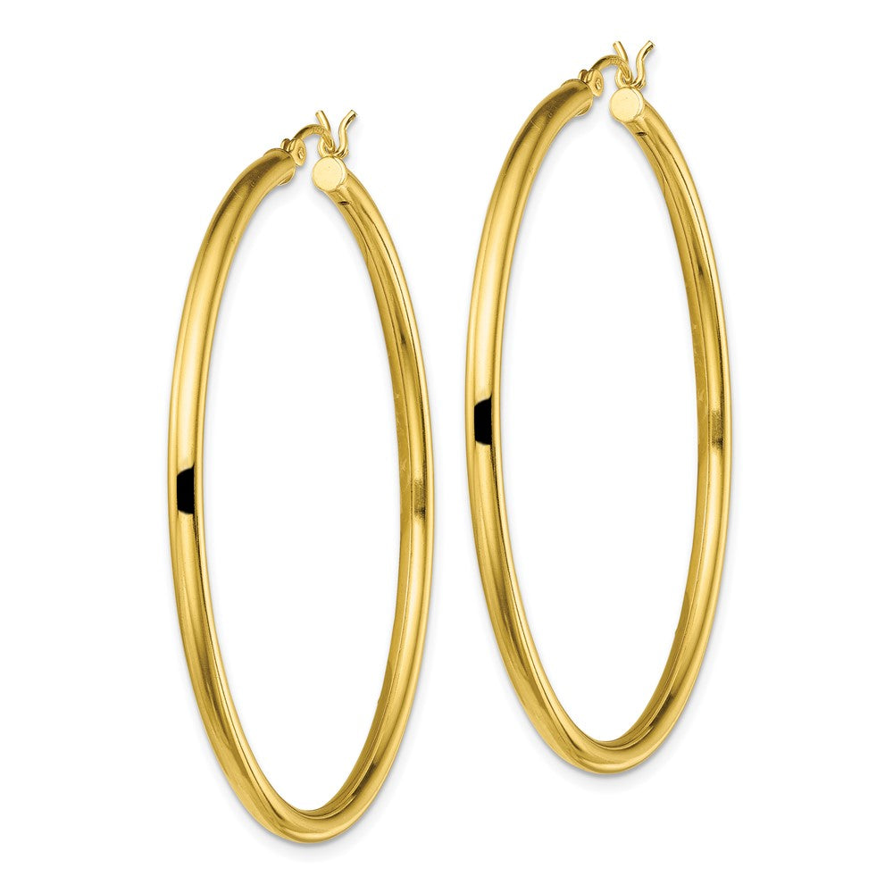 Sterling Silver Gold-Tone Polished 2.5x50mm Hoop Earrings