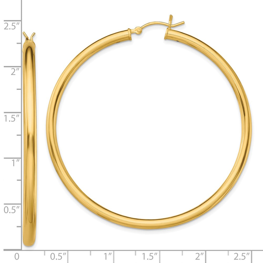 Sterling Silver Gold-Tone Polished 3x55mm Hoop Earrings