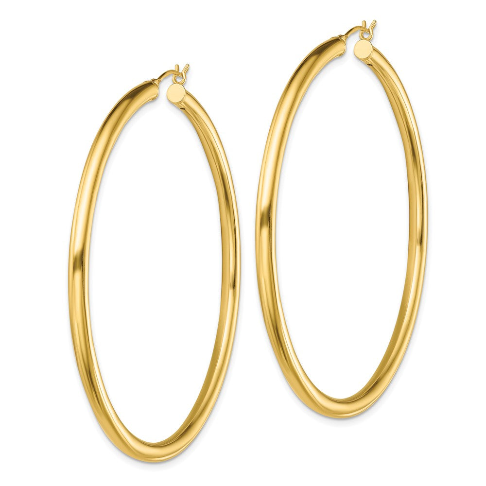 Sterling Silver Gold-Tone Polished 3x60mm Hoop Earrings