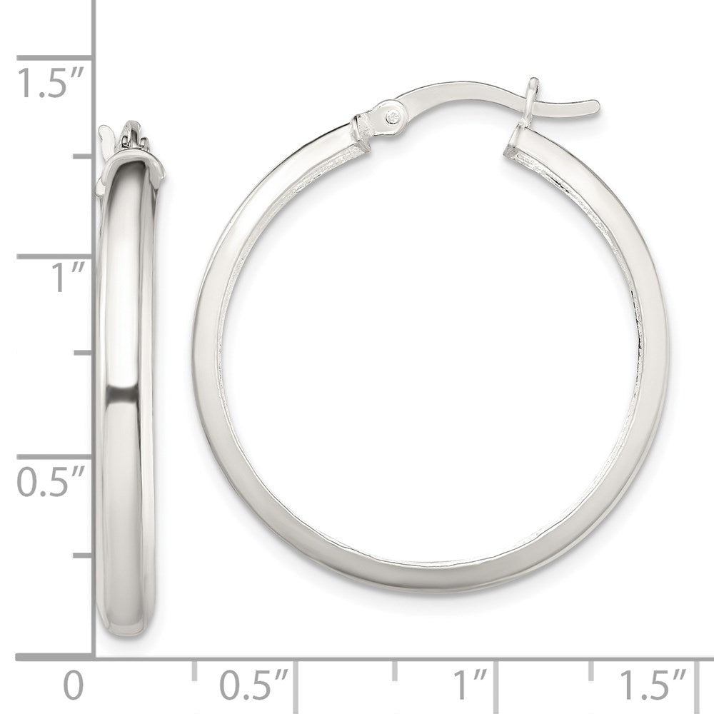 Sterling Silver Polished 4mm Round Hoop Earrings