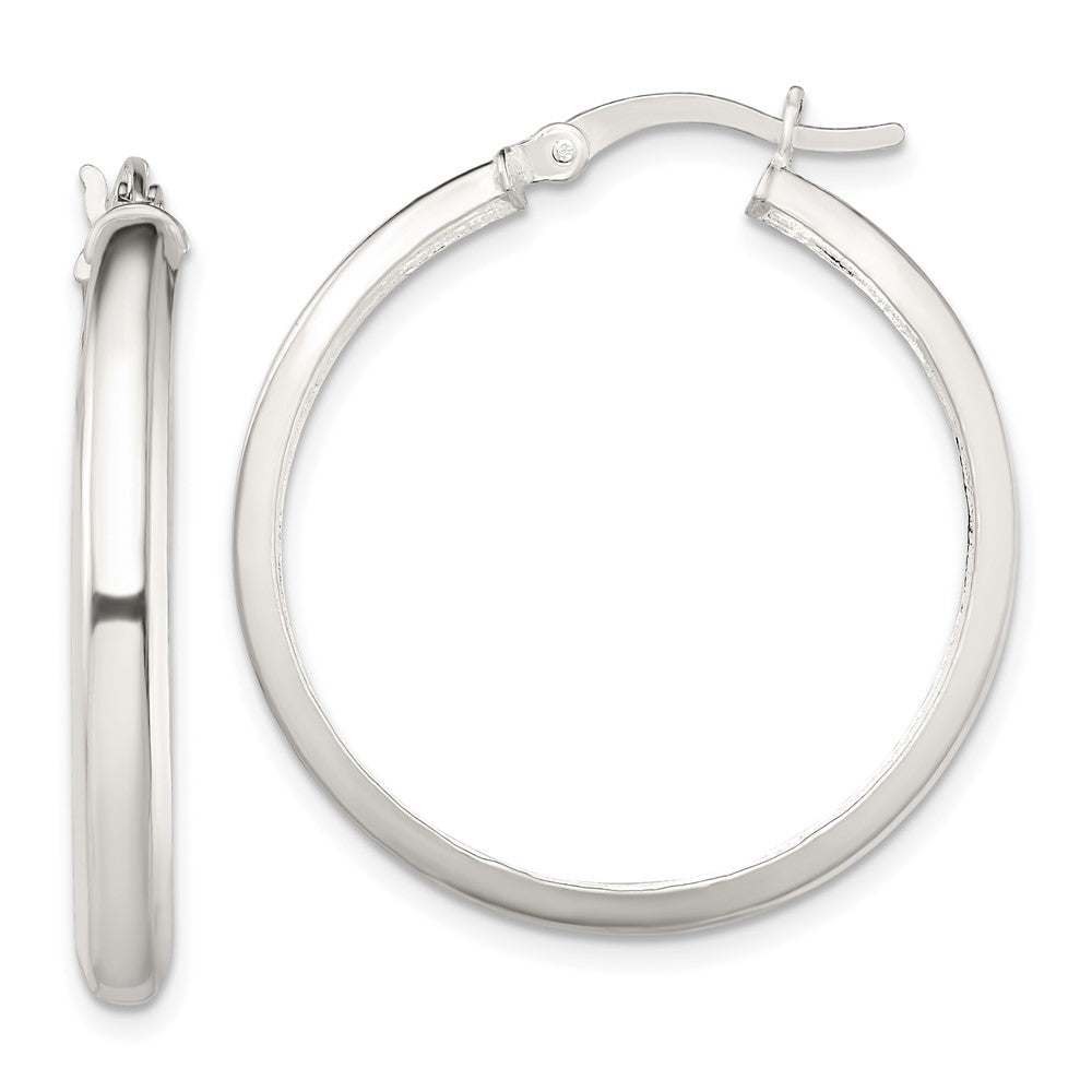 Sterling Silver Polished 4mm Round Hoop Earrings