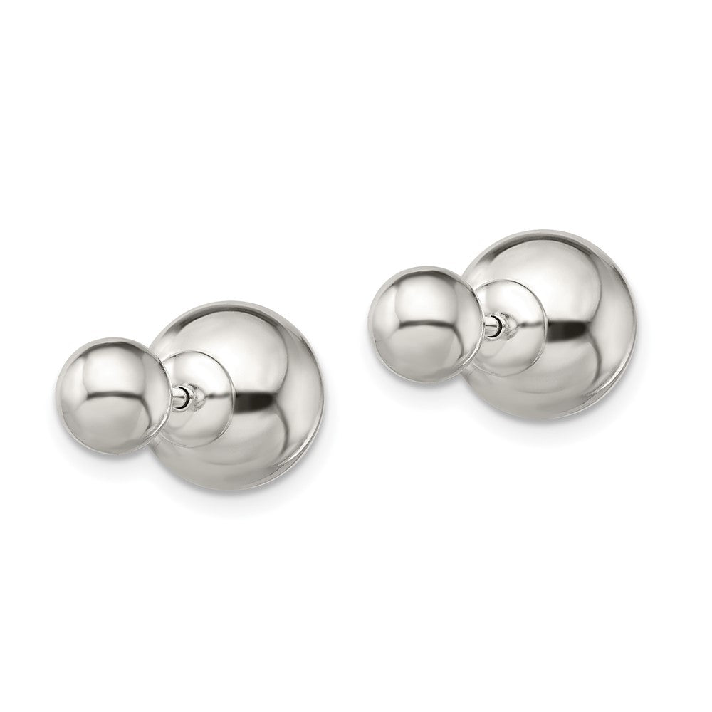 Sterling Silver Polished 6mm/10mm Ball Front Back Post Earrings