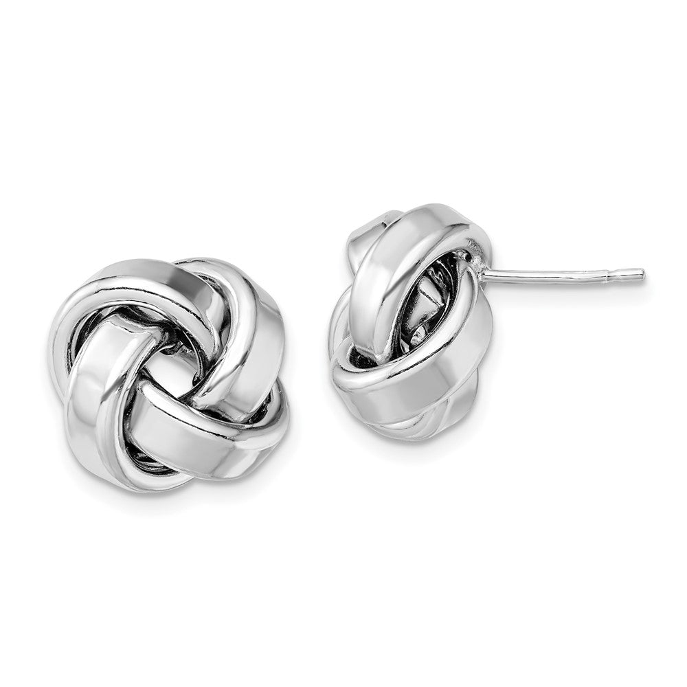 Sterling Silver Rhodium Plated Polished Love Knot Post Earrings
