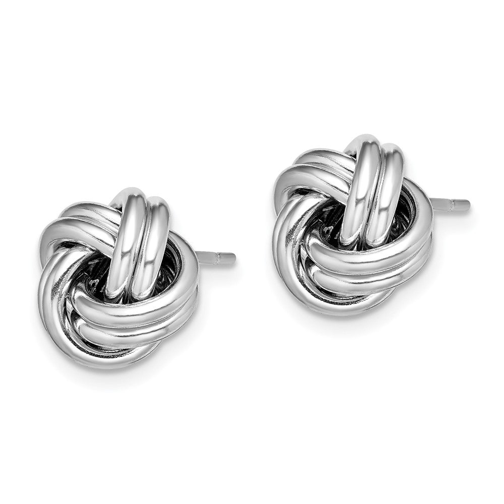 Sterling Silver Rhodium Plated Polished Love Knot Post Earrings
