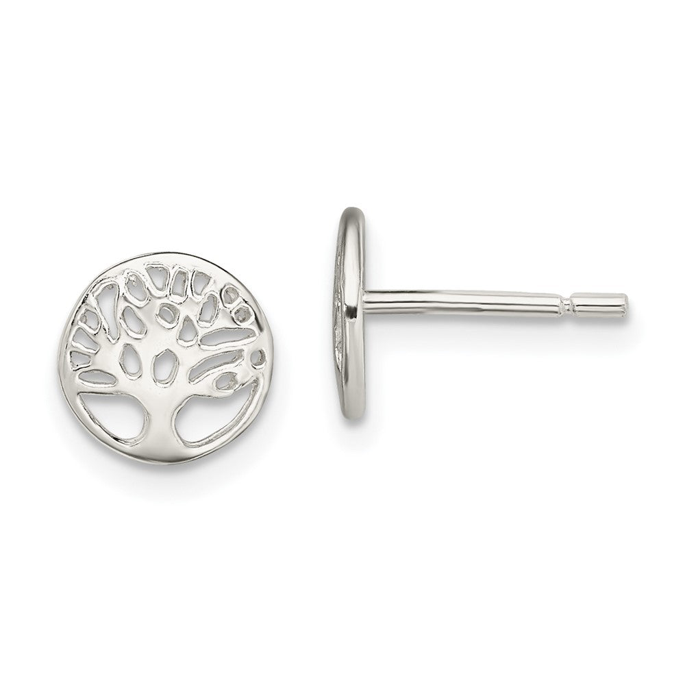 Sterling Silver Rhodium-plated Tree Post Earrings