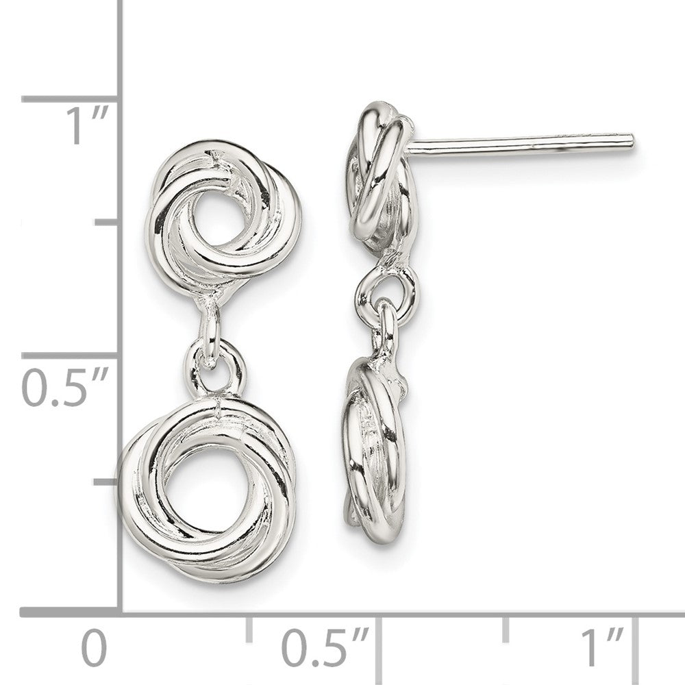 Sterling Silver Rhodium-plated Knot Polished Dangle Earrings