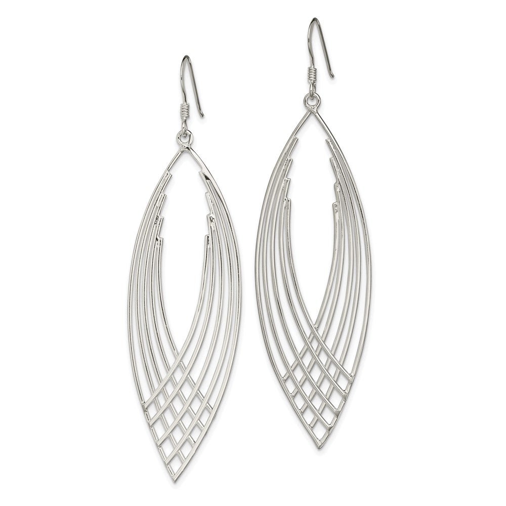 Sterling Silver Polished Fancy Dangle Shepherd Hook Earrings