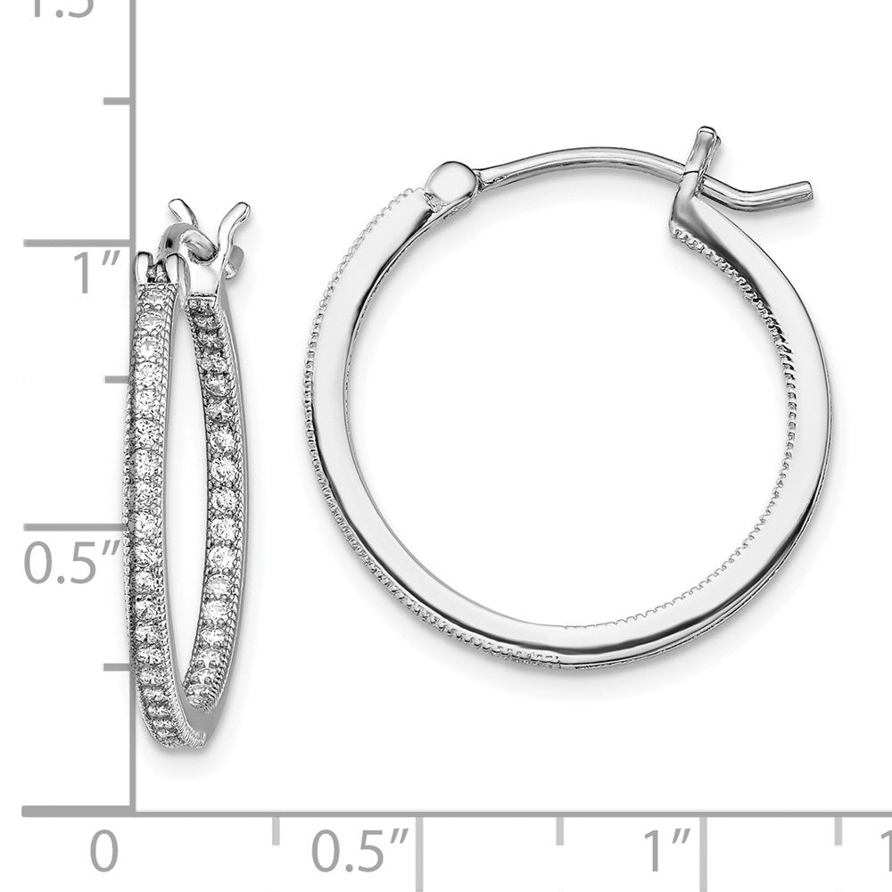 Sterling Silver Rhodium-plated Micro PavÇ CZ In/Out Hoops