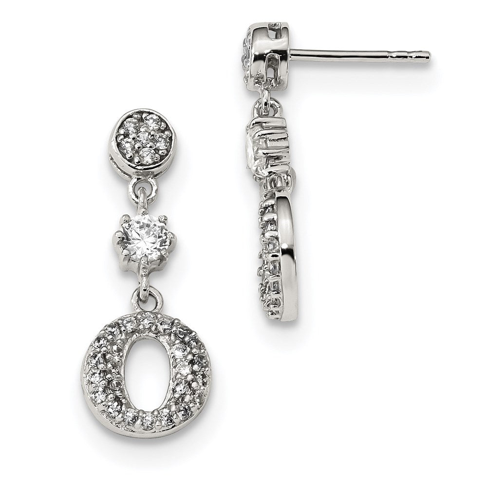 Sterling Silver Rhodium-plated CZ Circle Dangle Earrings