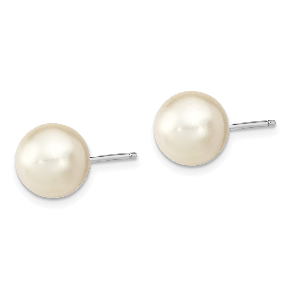 Sterling Silver Rh-pl 10-11mm Wht/Pink Imitation Shell Pearl 3 Earring Set