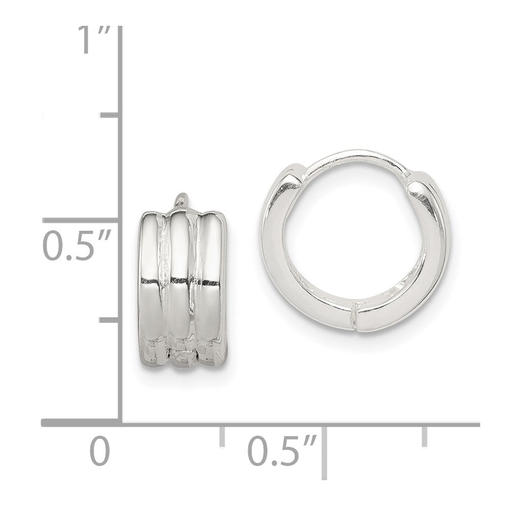 Sterling Silver Striped Hinged Hoop Earrings