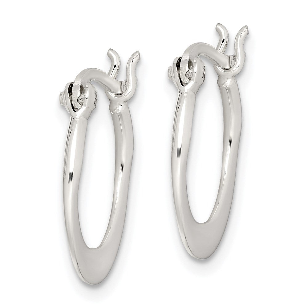 Sterling Silver Polished Tapered Round Hoop Earrings