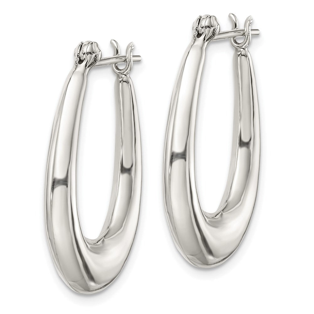 Sterling Silver Polished & Tapered Oval Hoop Earrings