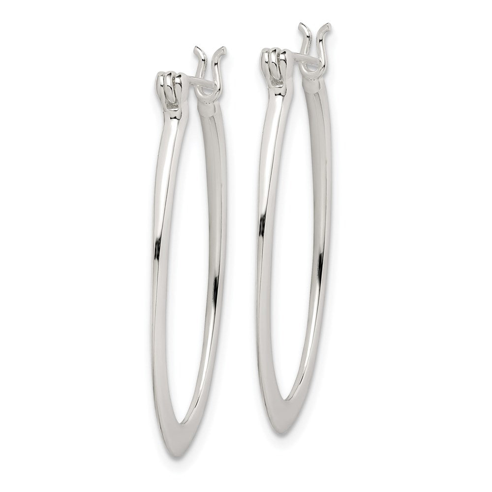 Sterling Silver Polished & Tapered Oval Hoop Earrings