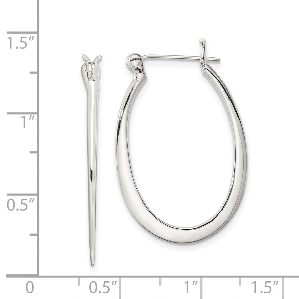 Sterling Silver Polished & Tapered Oval Hoop Earrings