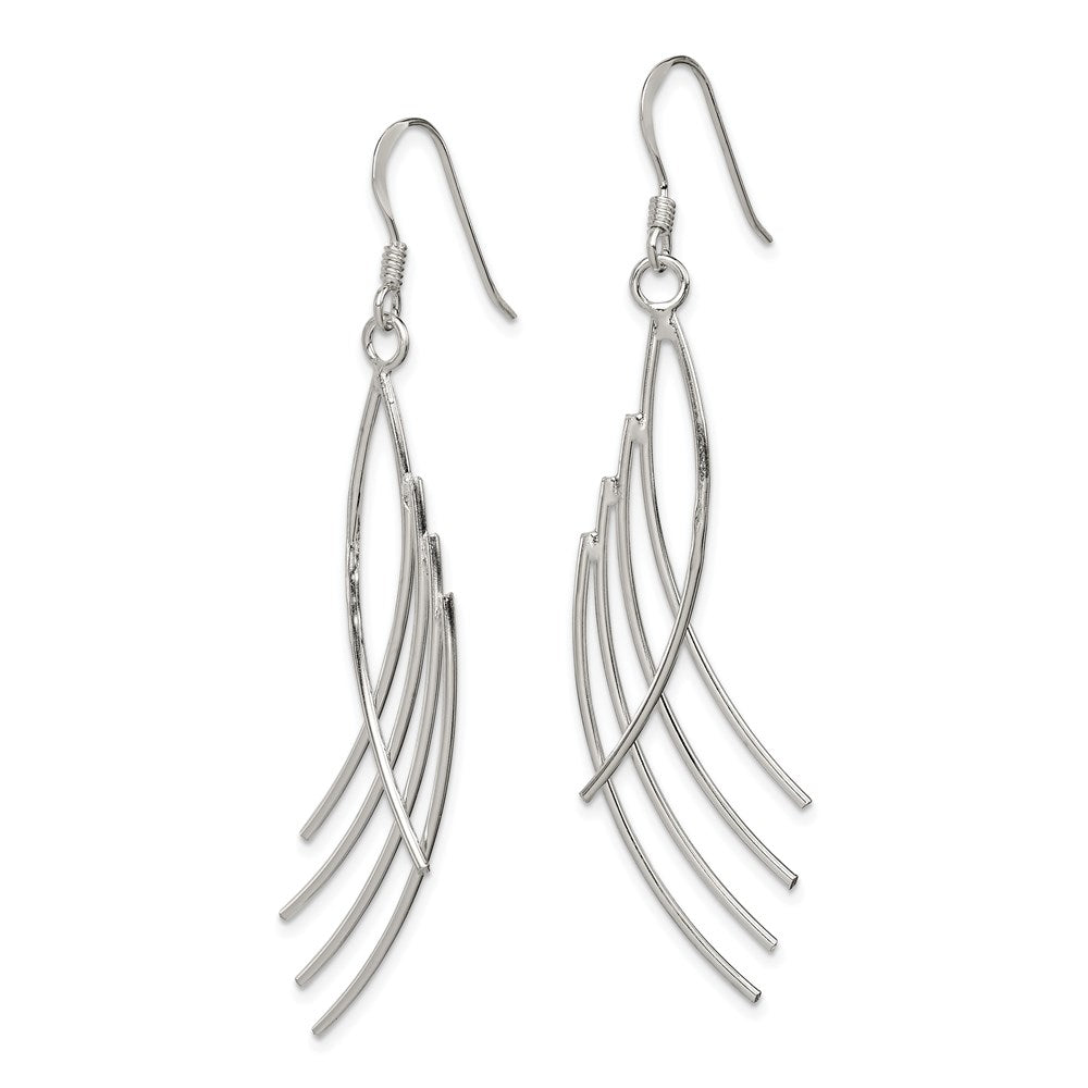 Sterling Silver Polished Fancy Curved Design Dangle Earrings