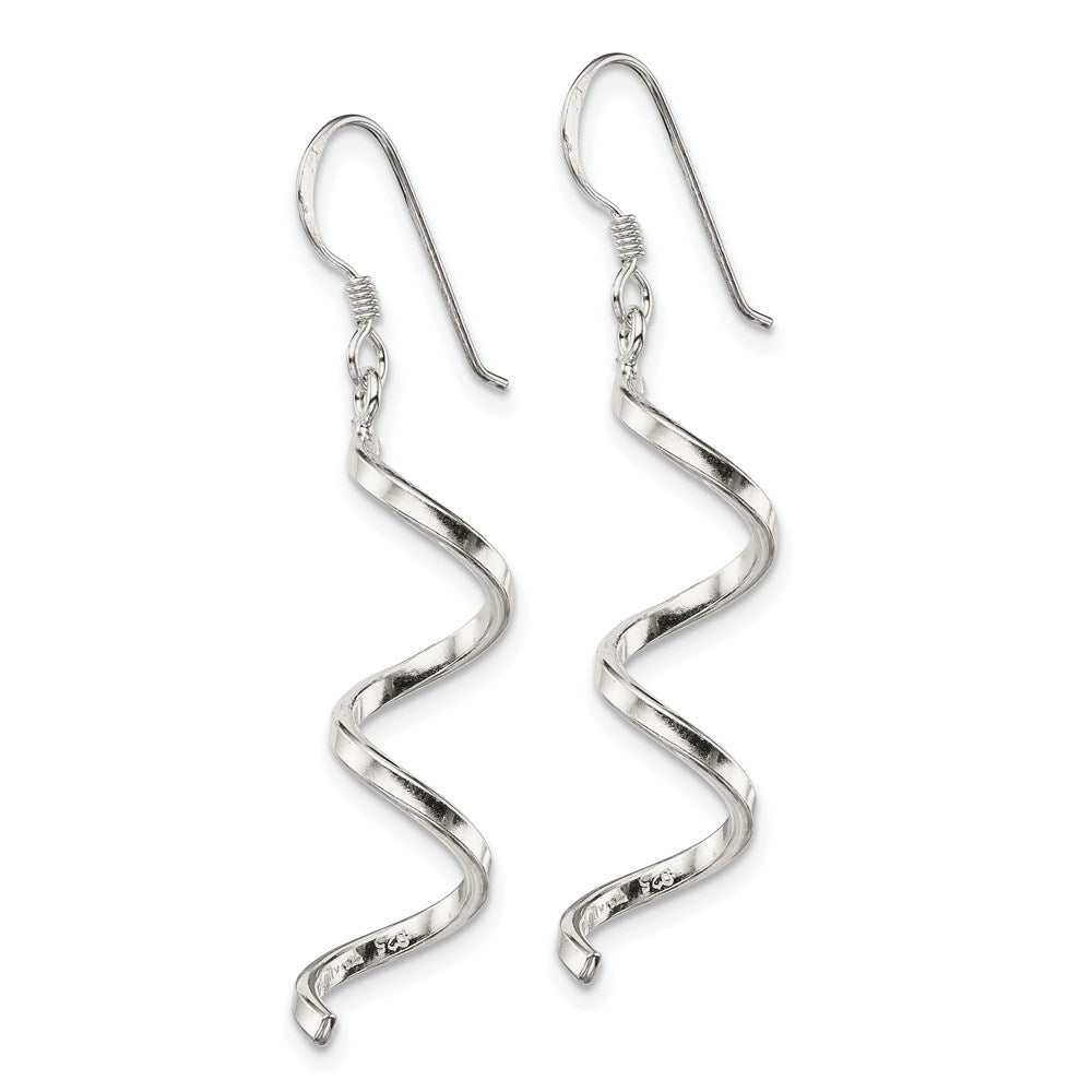 Sterling Silver Polished Fancy Twisted Spiral Dangle Earrings