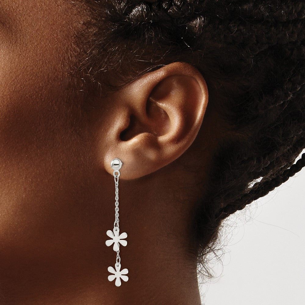 Sterling Silver Flower Dangle Post Earring
