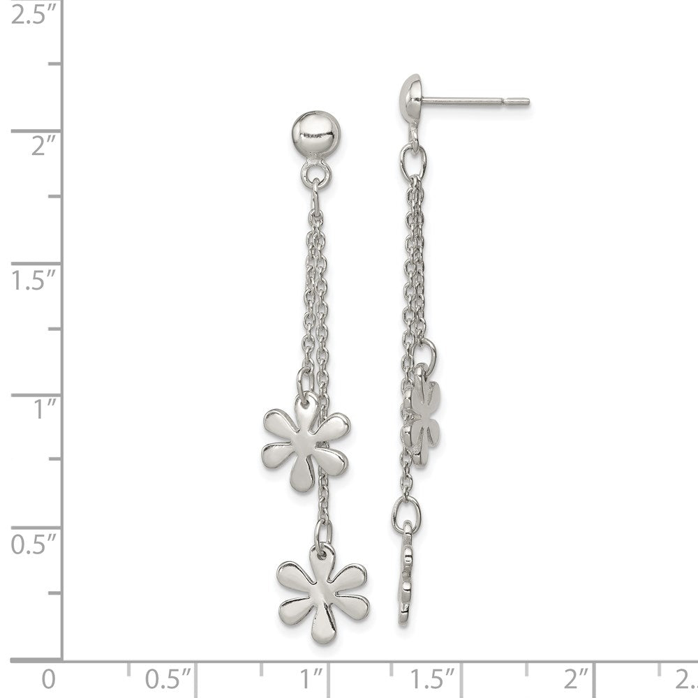Sterling Silver Flower Dangle Post Earring