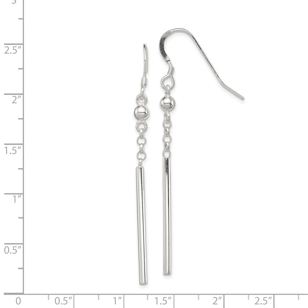 Sterling Silver Polished Fancy Bar Dangle Earrings